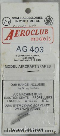 Aeroclub 1/72 Vickers Water Cooled Machine Guns (2) - Bagged, AG403 plastic model kit